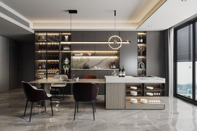 Modern restaurant 3D Model .c4d .max .obj .3ds .fbx .stl .blend