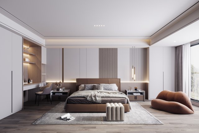 Modern bedroom 3D Model .c4d .max .obj .3ds .fbx .stl .blend 