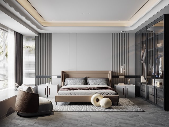Modern bedroom Modèle 3D .c4d .max .obj .3ds .fbx .stl .blend 