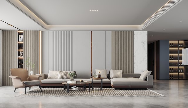 Modern living room 3D Модель .c4d .max .obj .3ds .fbx .stl .blend 