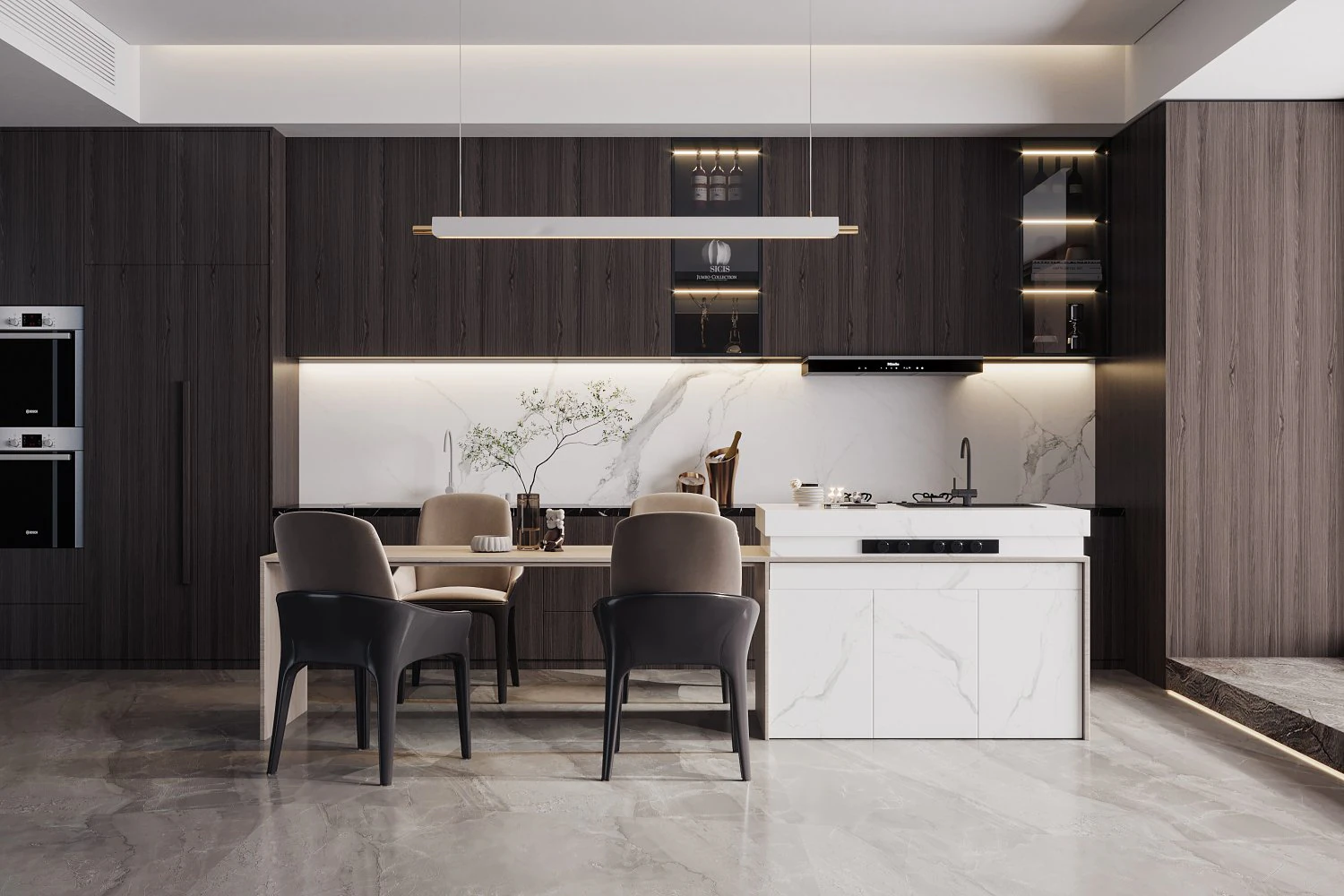 Современный ресторан 3D Модель .c4d .max .obj .3ds .fbx .stl .blend 