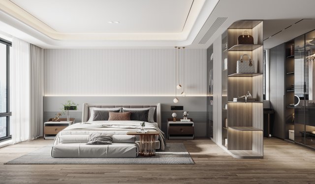 Modern bedroom Modelo 3D .c4d .max .obj .3ds .fbx .stl .blend 