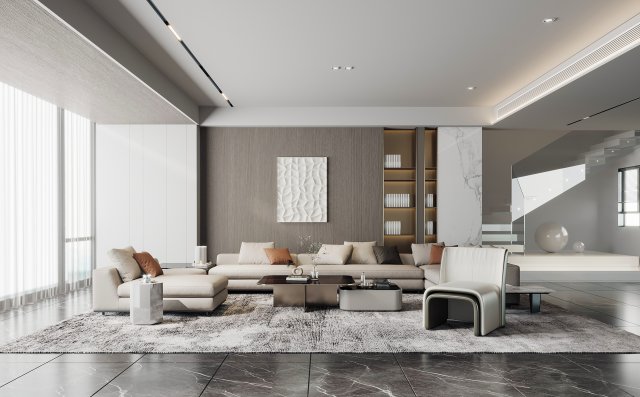 Modern living room 3D Модель .c4d .max .obj .3ds .fbx .stl .blend 