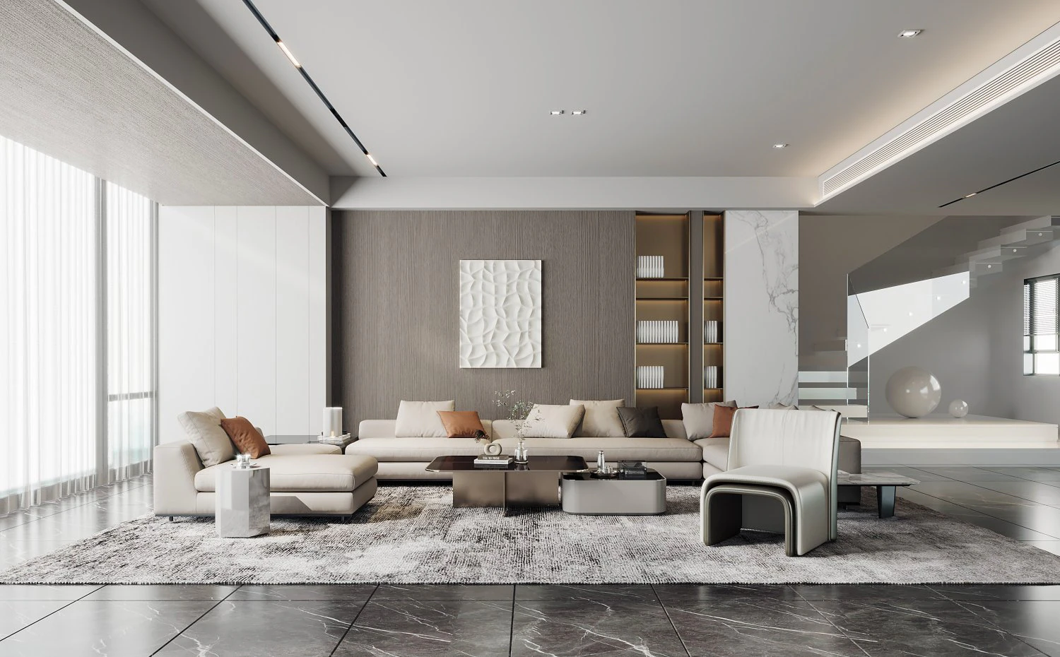 Modern living room 3D Model .c4d .max .obj .3ds .fbx .stl .blend 