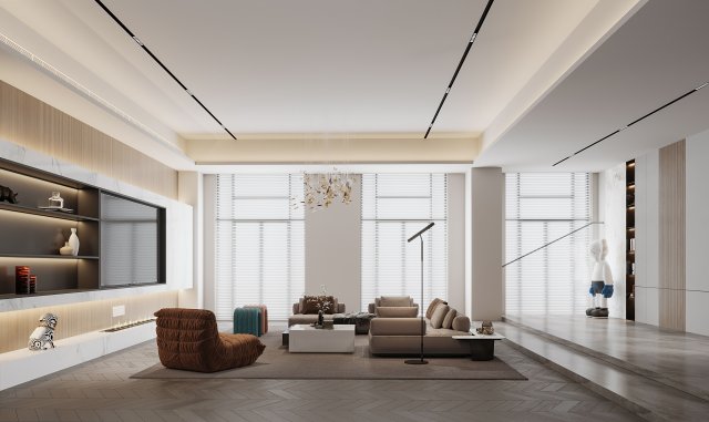 Modern living room 3D Model .c4d .max .obj .3ds .fbx .stl .blend 