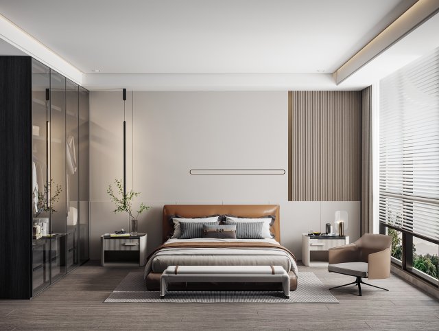 Modern bedroom 3D Модель .c4d .max .obj .3ds .fbx .stl .blend 