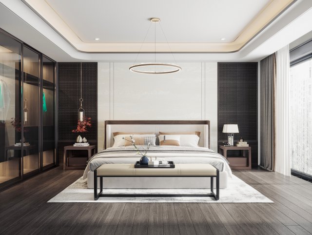 Modern bedroom 3D Model .c4d .max .obj .3ds .fbx .stl .blend 
