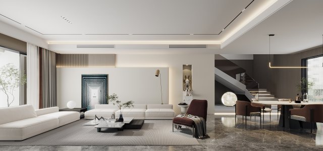 Modern living room 3D मॉडल .c4d .max .obj .3ds .fbx .stl .blend 