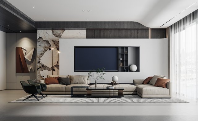 Modern living room Model 3D .c4d .max .obj .3ds .fbx .stl .blend 