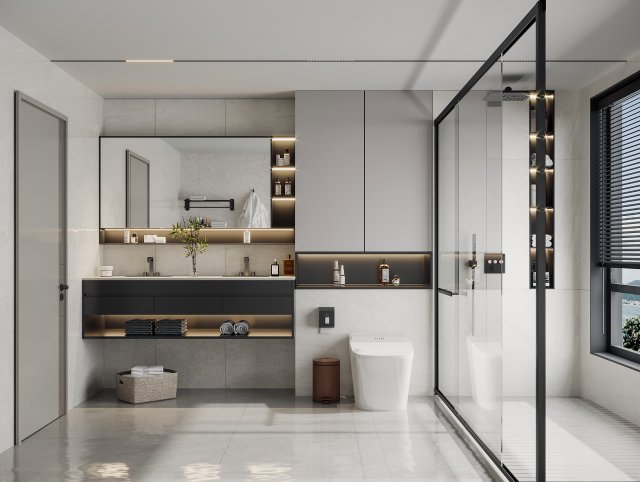 Modern bathroom 3D Model .c4d .max .obj .3ds .fbx .stl .blend 