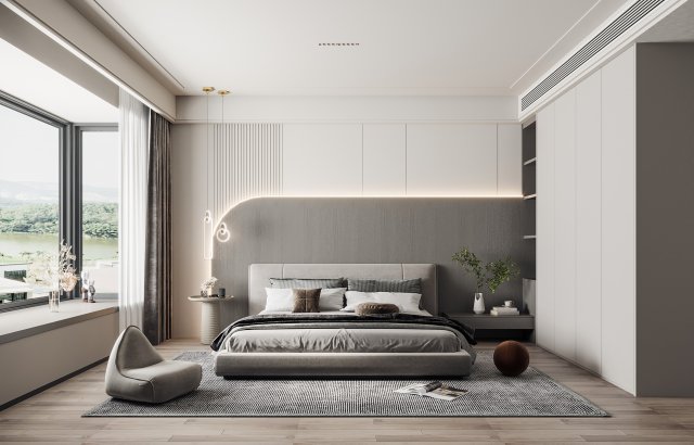 Modern bedroom 3D Модель .c4d .max .obj .3ds .fbx .stl .blend 