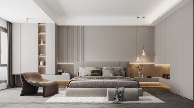 Modern bedroom Modèle 3D .c4d .max .obj .3ds .fbx .stl .blend 