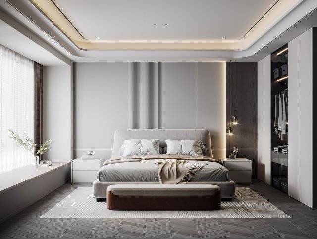 Modern bedroom 3D Model .c4d .max .obj .3ds .fbx .stl .blend 