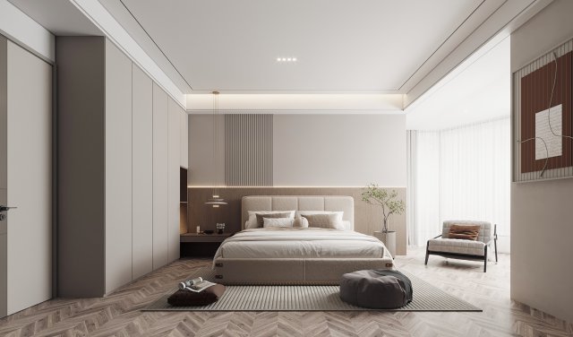 Modern bedroom 3D Модель .c4d .max .obj .3ds .fbx .stl .blend 
