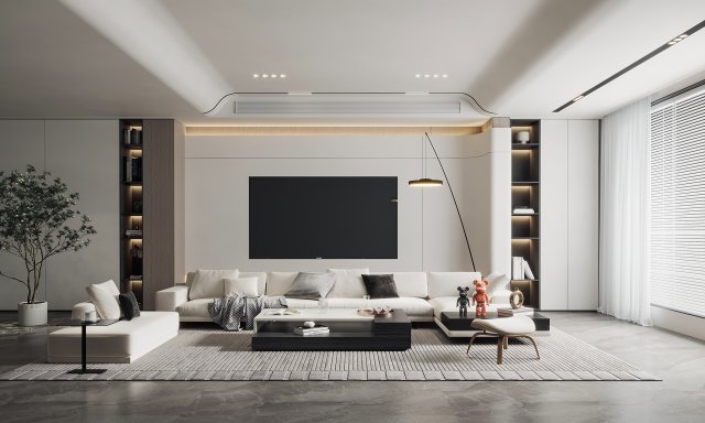 Modern living room 3D Model .c4d .max .obj .3ds .fbx .stl .blend 