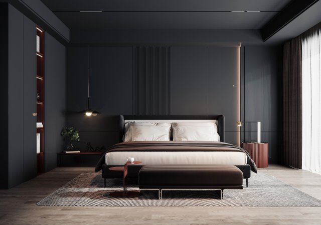 Modern bedroom Modèle 3D .c4d .max .obj .3ds .fbx .stl .blend 