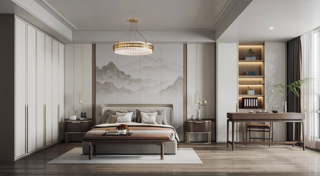 Modern bedroom 3D 모델 .c4d .max .obj .3ds .fbx .stl .blend 