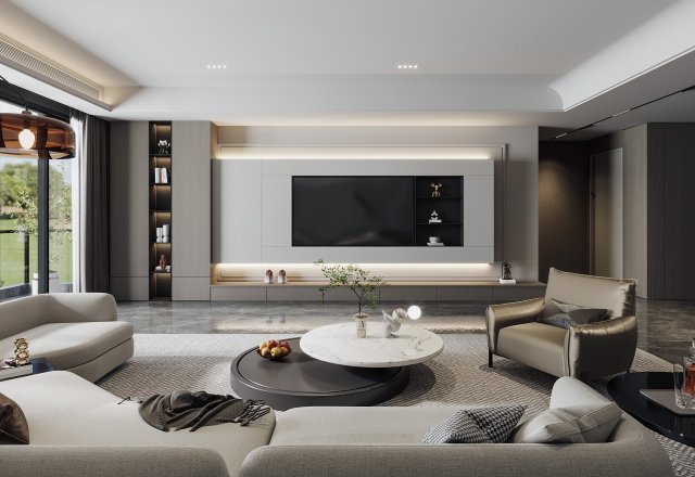 Modern living room 3D Модель .c4d .max .obj .3ds .fbx .stl .blend 
