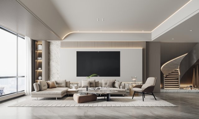 Modern living room 3D Model .c4d .max .obj .3ds .fbx .stl .blend 