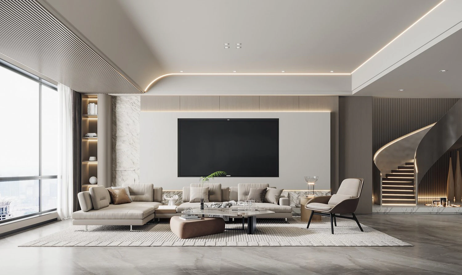 Modern living room 3D Model .c4d .max .obj .3ds .fbx .stl .blend