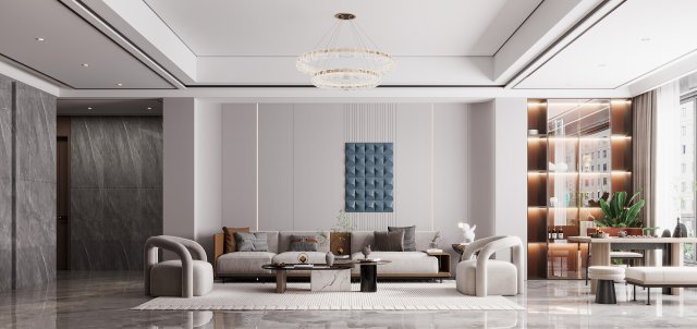 Modern living room 3D Model .c4d .max .obj .3ds .fbx .stl .blend 