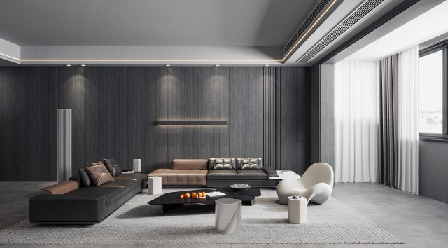 Modern living room 3D Model .c4d .max .obj .3ds .fbx .stl .blend 