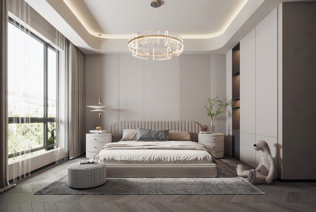 Modern bedroom 3D Model .c4d .max .obj .3ds .fbx .stl .blend 