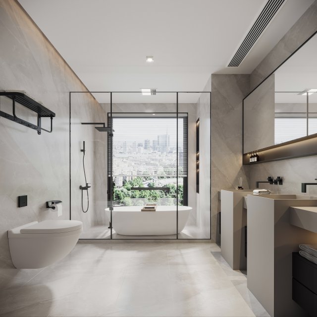 Modern bathroom 3D 모델 .c4d .max .obj .3ds .fbx .stl .blend 