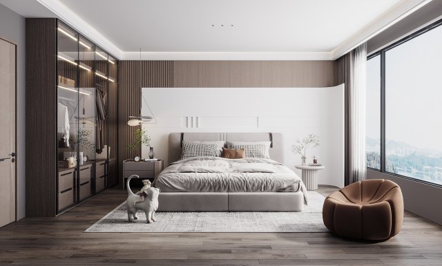 Modern bedroom Modelo 3D .c4d .max .obj .3ds .fbx .stl .blend 
