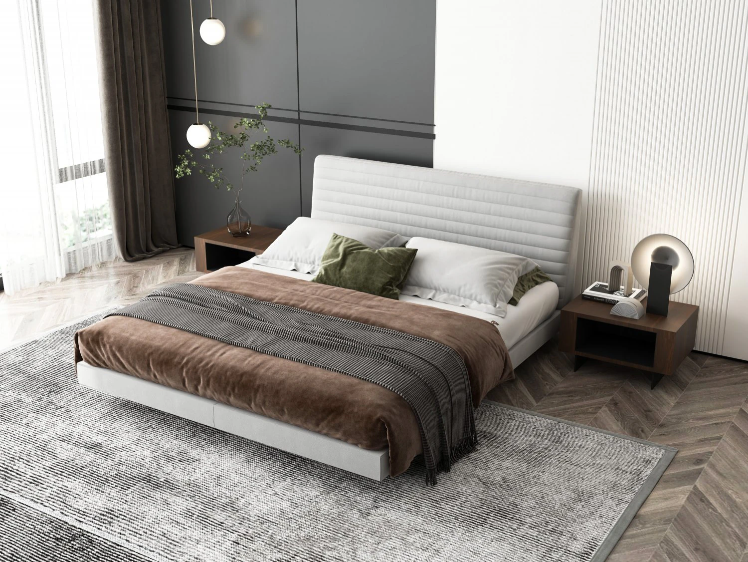 Modern bed 3D Model .c4d .max .obj .3ds .fbx .stl .blend