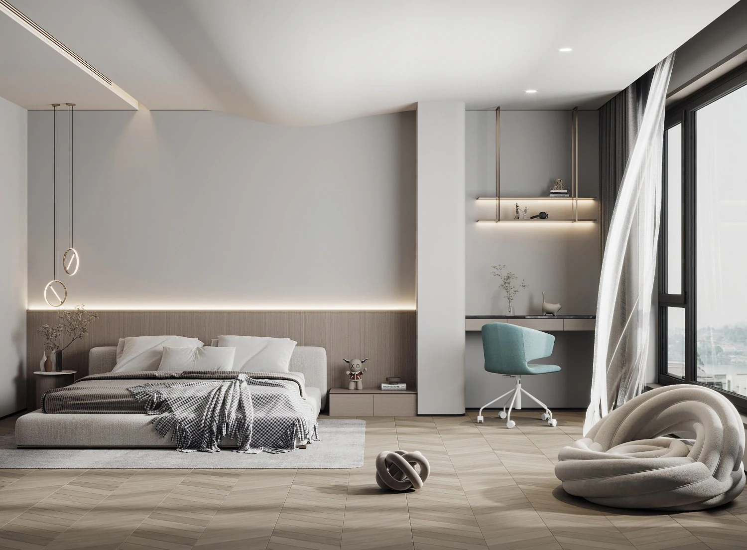 Modern bedroom 3D Model .c4d .max .obj .3ds .fbx .stl .blend 