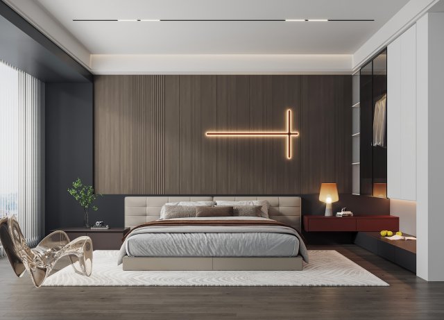 Modern bedroom Modèle 3D .c4d .max .obj .3ds .fbx .stl .blend 