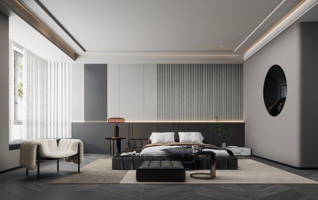 Modern bedroom 3D Model .c4d .max .obj .3ds .fbx .stl .blend 