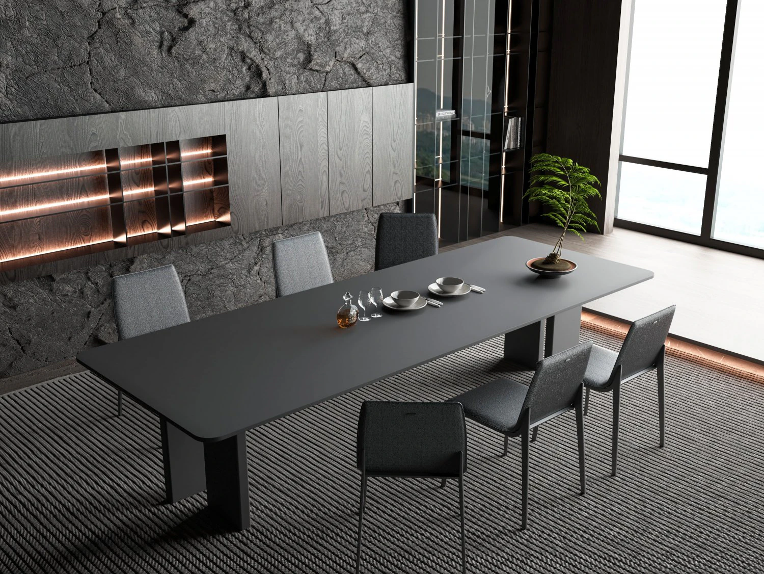 Modern dining table chairs 3D Model .c4d .max .obj .3ds .fbx .stl .blend 