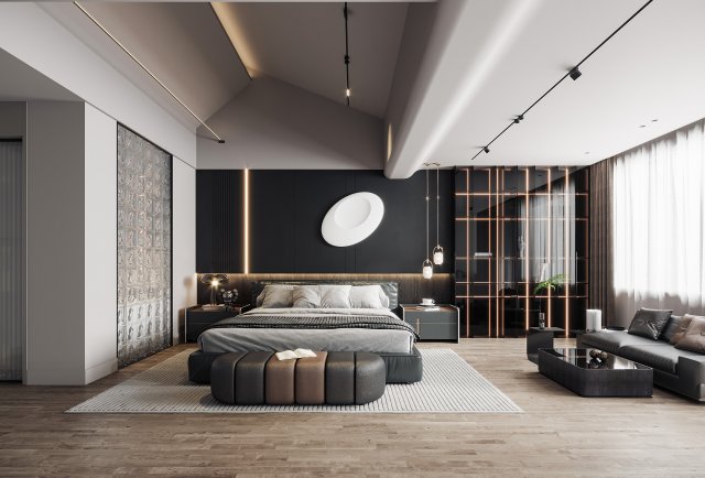 Modern bedroom 3D मॉडल .c4d .max .obj .3ds .fbx .stl .blend 