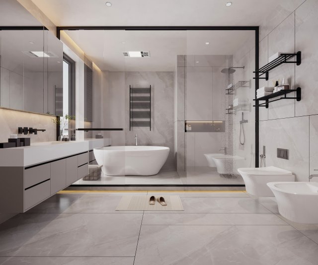 Modern bathroom Modèle 3D .c4d .max .obj .3ds .fbx .stl .blend 