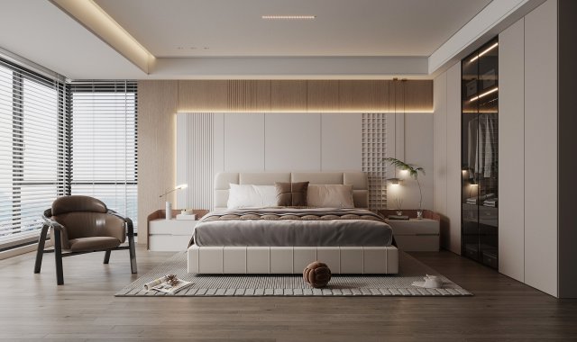 Modern bedroom Model 3D .c4d .max .obj .3ds .fbx .stl .blend 