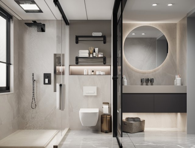 Modern bathroom 3D 모델 .c4d .max .obj .3ds .fbx .stl .blend 