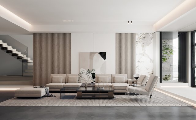 Modern living room 3D Model .c4d .max .obj .3ds .fbx .stl .blend 