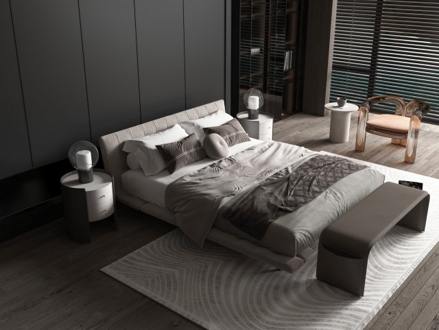 Modern bed 3Dモデル .c4d .max .obj .3ds .fbx .stl .blend 
