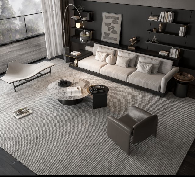 Modern sofa and tea table combination 3D Model .c4d .max .obj .3ds .fbx .stl .blend 