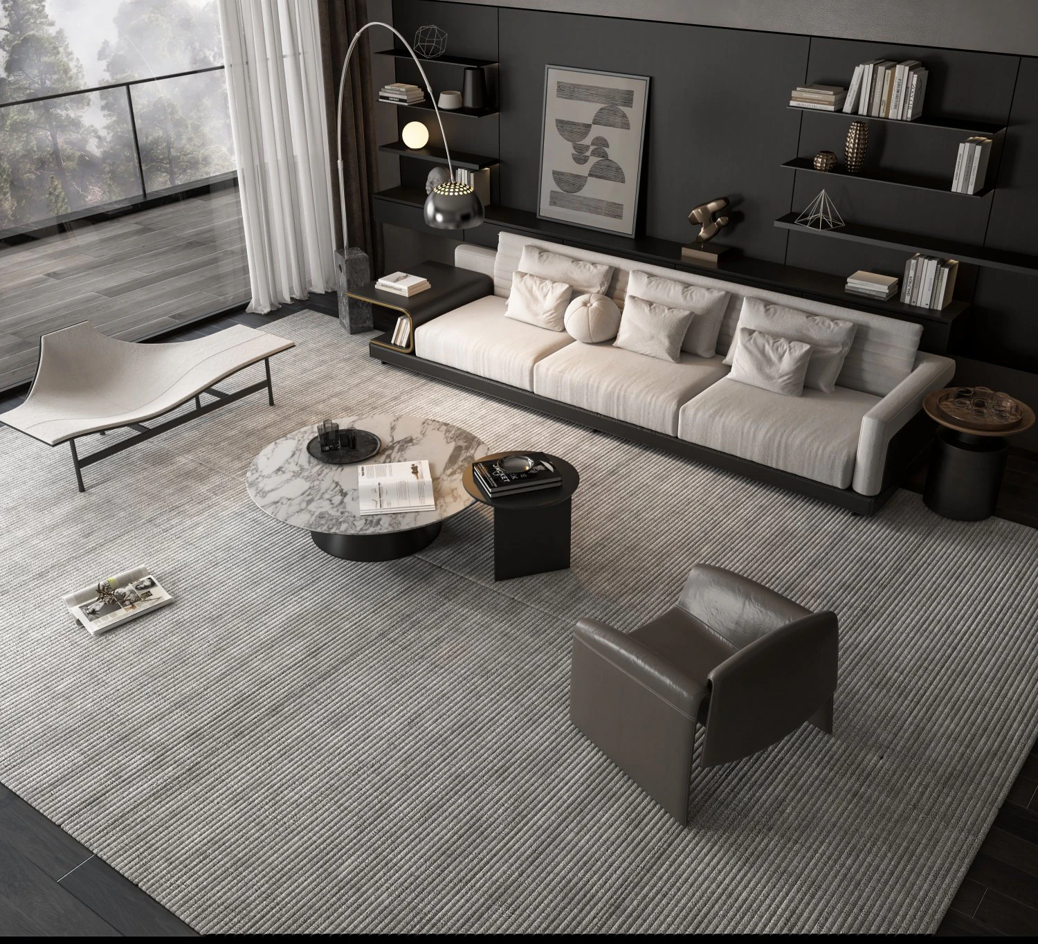 Modern sofa and tea table combination 3D Model .c4d .max .obj .3ds .fbx .stl .blend 