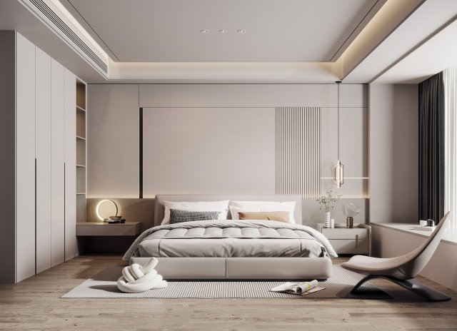 Modern bedroom 3D 모델 .c4d .max .obj .3ds .fbx .stl .blend 