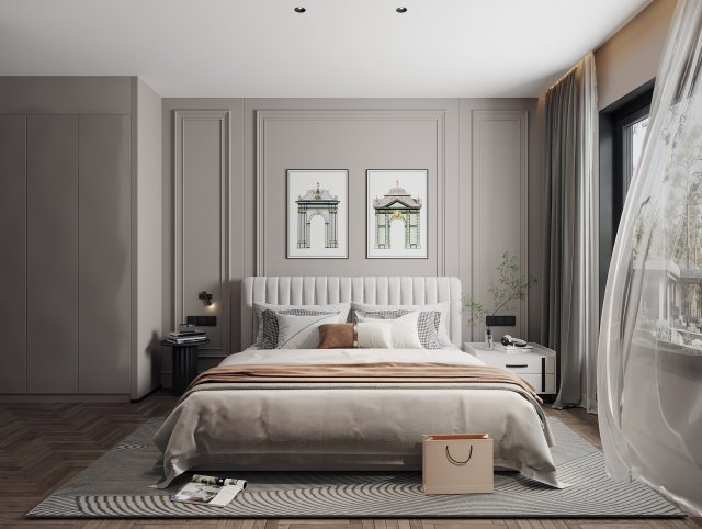Modern bedroom 3D 모델 .c4d .max .obj .3ds .fbx .stl .blend
