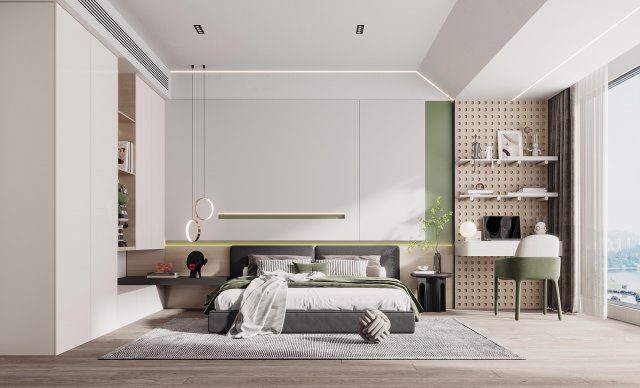 Modern bedroom Model 3D .c4d .max .obj .3ds .fbx .stl .blend 
