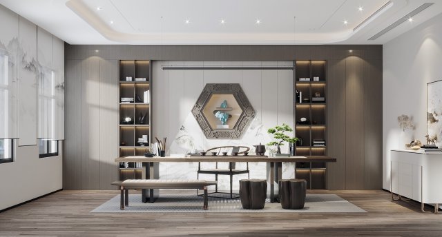 Modern Office 3D Model .c4d .max .obj .3ds .fbx .stl .blend 