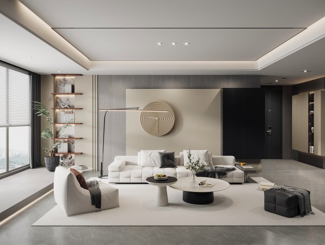 Modern living room 3D मॉडल .c4d .max .obj .3ds .fbx .stl .blend 