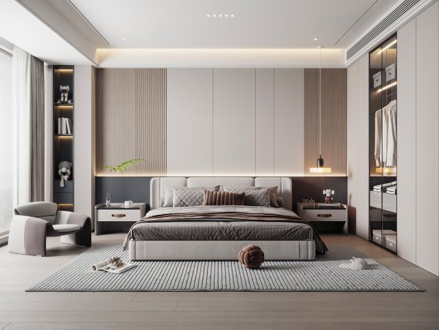 Modern bedroom Model 3D .c4d .max .obj .3ds .fbx .stl .blend 