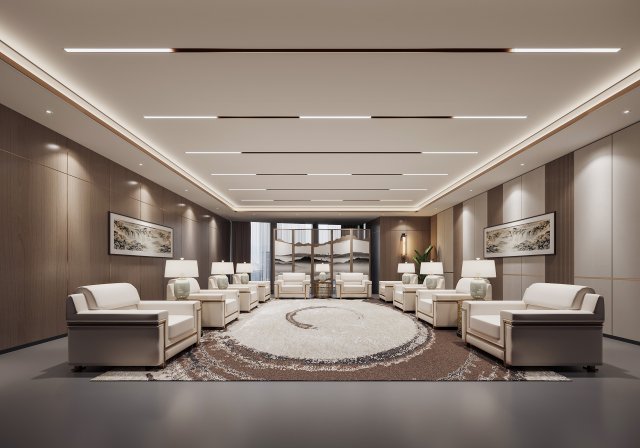 Modern Reception Room 3D Model .c4d .max .obj .3ds .fbx .stl .blend 
