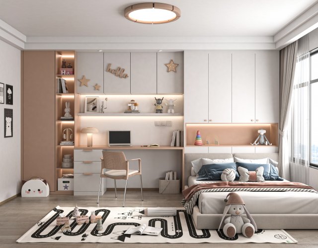 Modern bedroom 3D Model .c4d .max .obj .3ds .fbx .stl .blend 